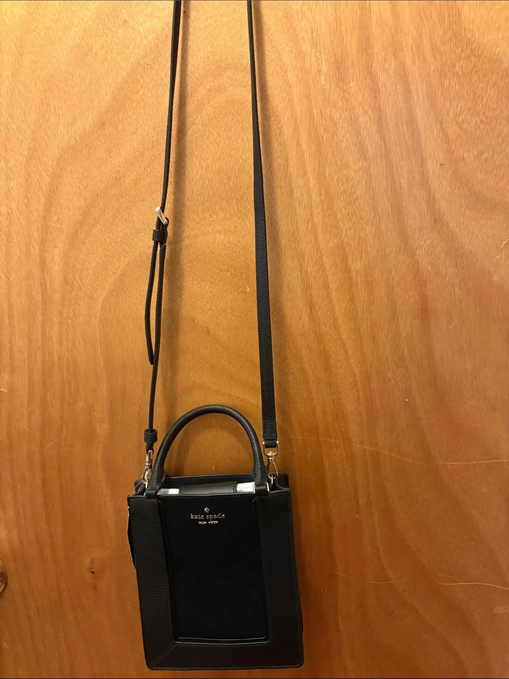 kate spade Black Leather Mini Top-Handle Crossbody with Gold Hardware